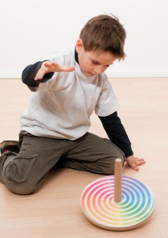 Wooden Spinning Top with Changeable Paper Patterns