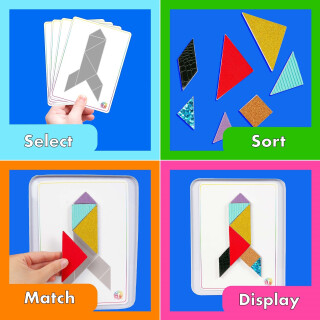 Magnetic Textured Tangram Puzzles